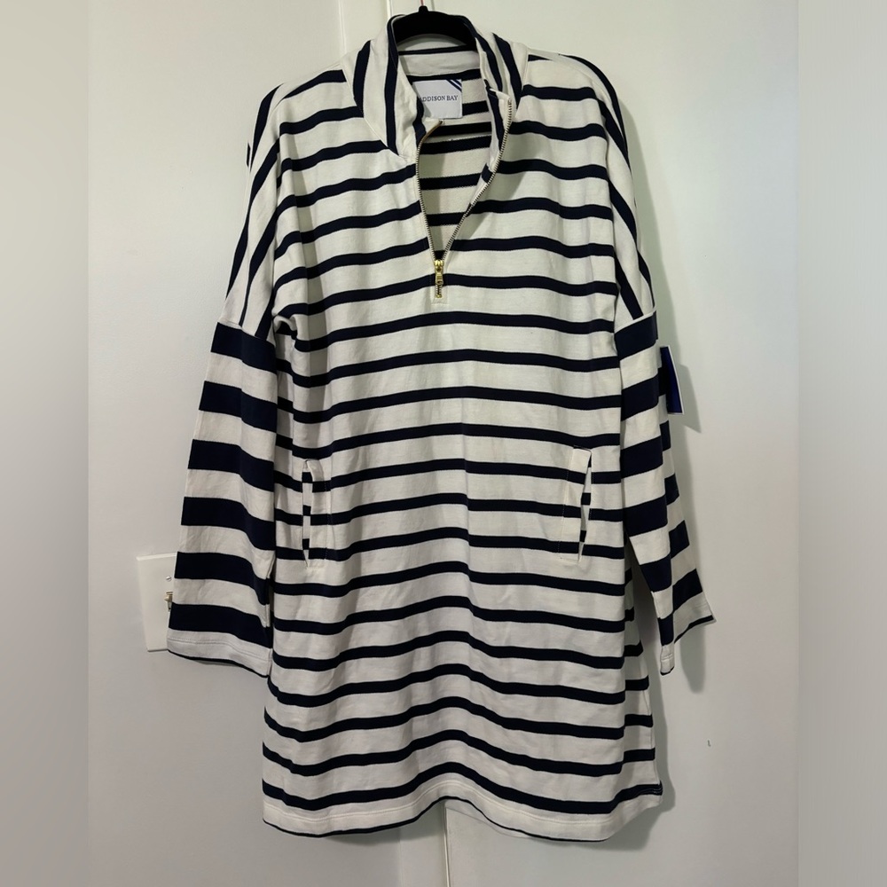 Addison Bay Delaney Dress NWT Size XL Navy and White Stripe